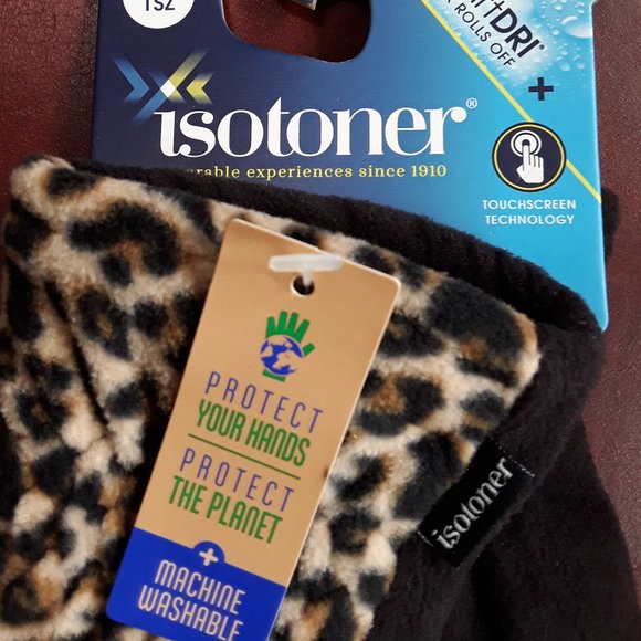 NWT! ISOTONER Touchscreen Leopard Print & Black Gloves - Picture 3 of 4